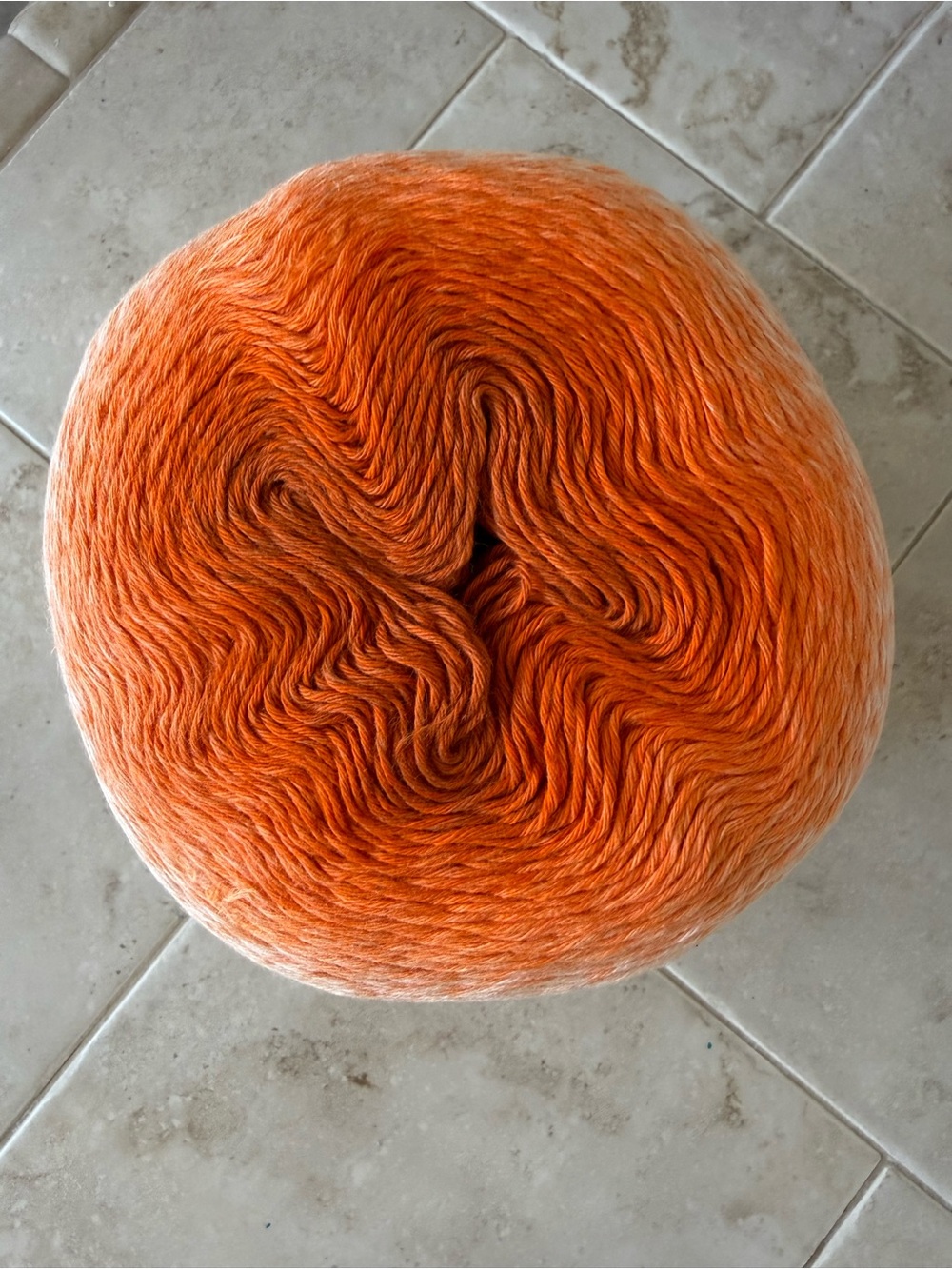 Hand-Dyed Orange Ombre Yarn Cake for Home Projects - Picture 5 of 7